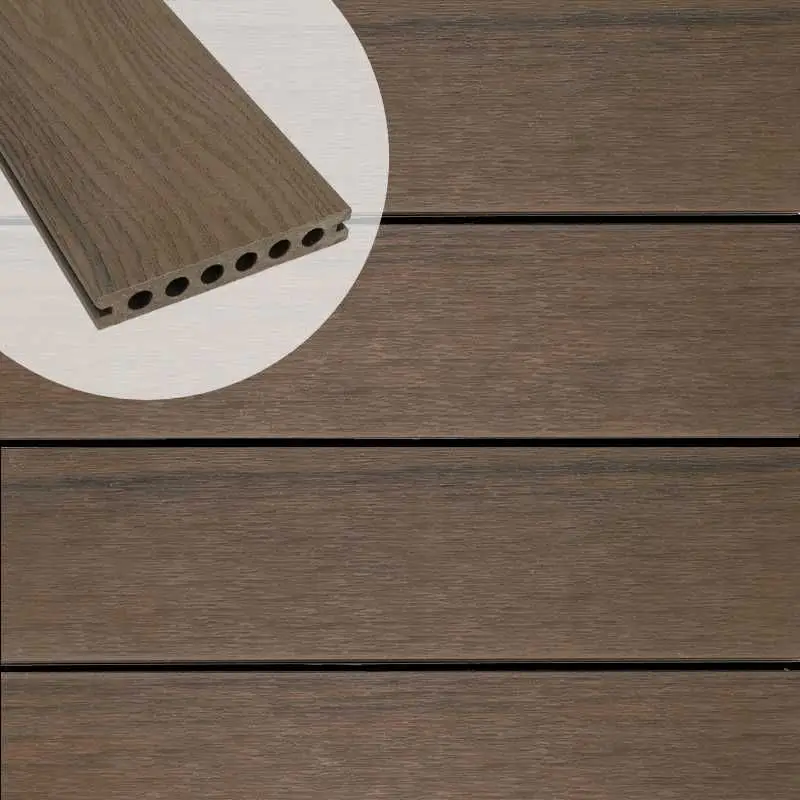 Aanbieding Vlonderplank composiet 2,3 x 14 cm Ipe-kleur toplaag vlak/schorsmotief