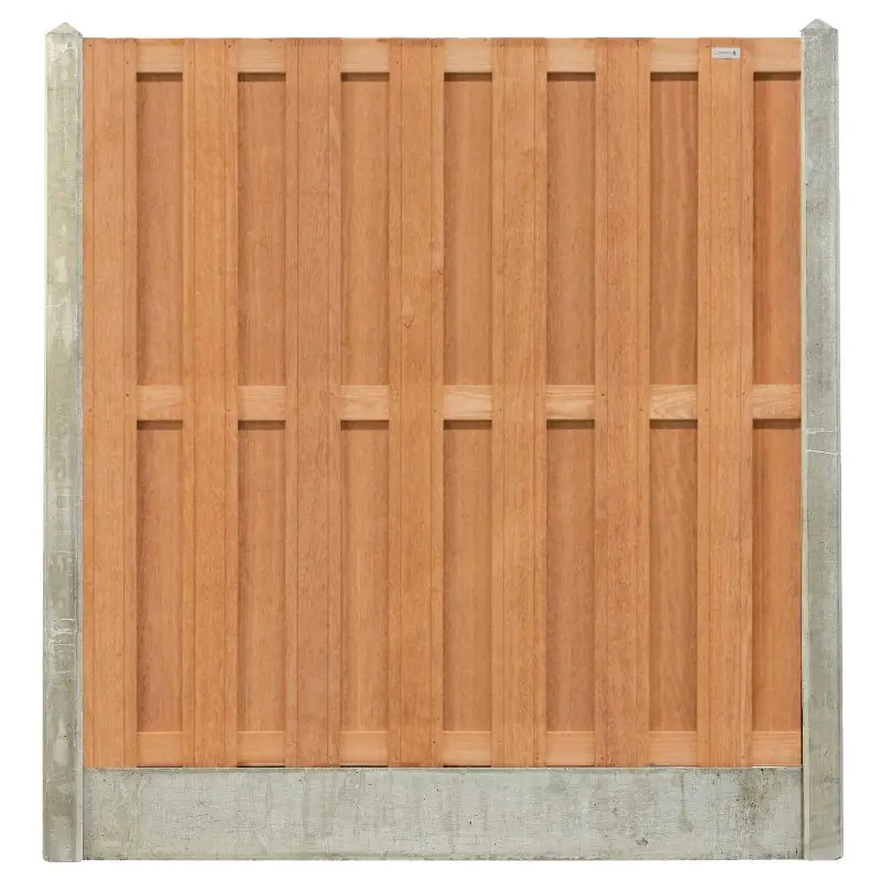 Actieprijs Hout & Beton schutting grijs - Hardhout keruing 15L (197 x 200 cm) dikte 3,9 cm