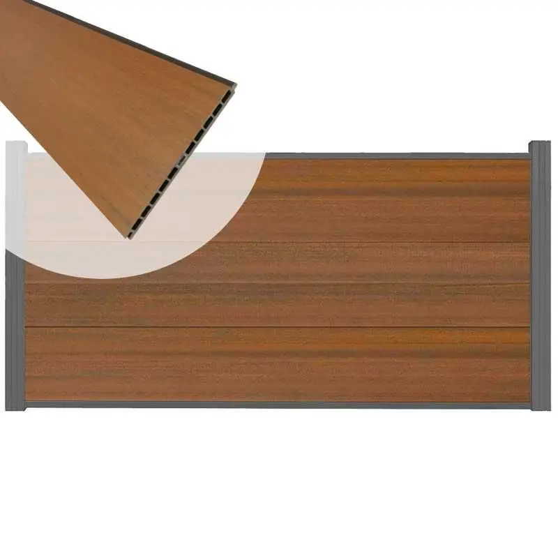 Laatste Kans Schutting composiet co-extrusie Como teak met antraciet aluminium kader (180 x 90 cm)