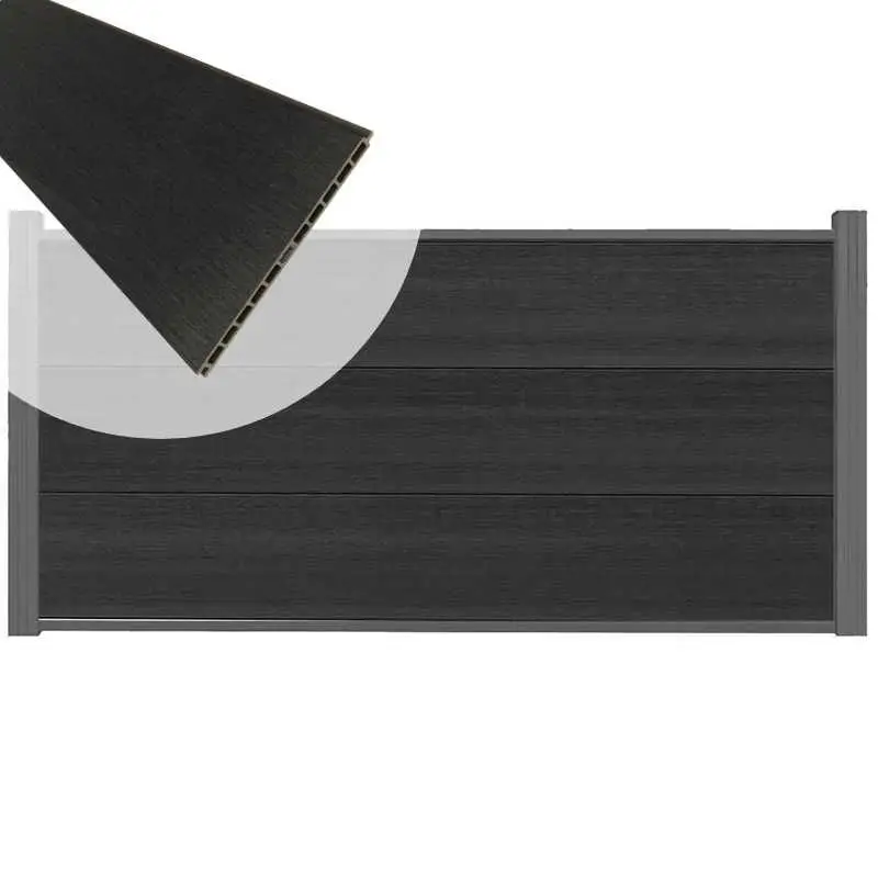 Superprijs Schutting composiet co-extrusie Como antraciet met antraciet aluminium kader (180 x 90 cm)