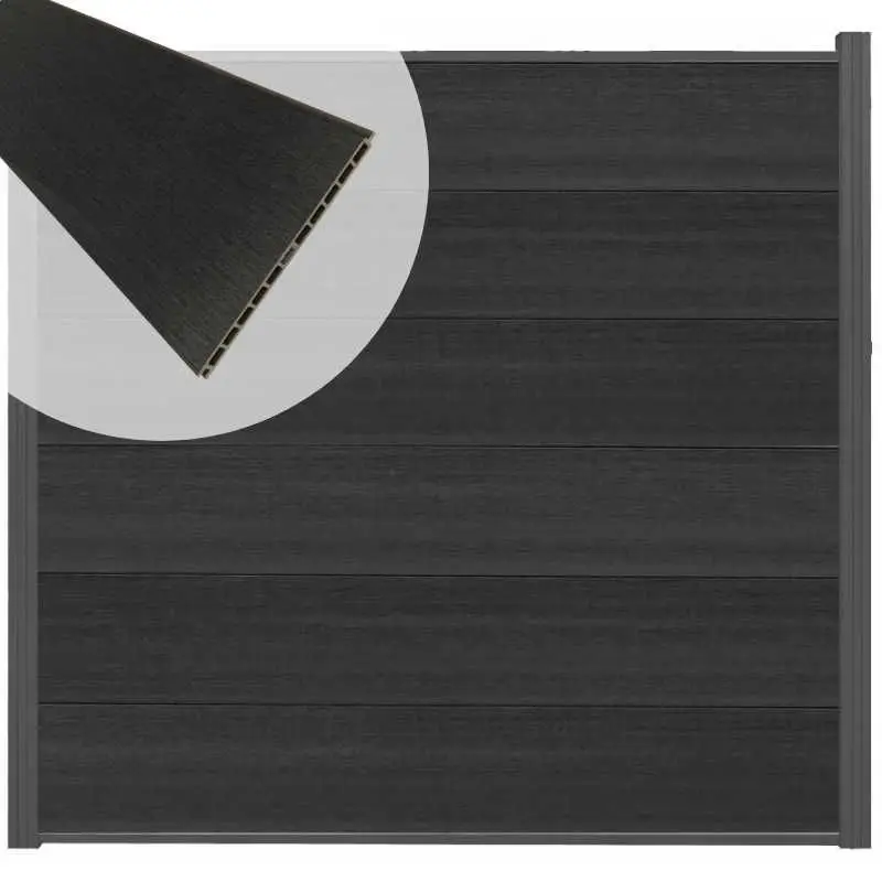Beste Prijs Schutting composiet co-extrusie Como antraciet met antraciet aluminium kader (180 x 180 cm)