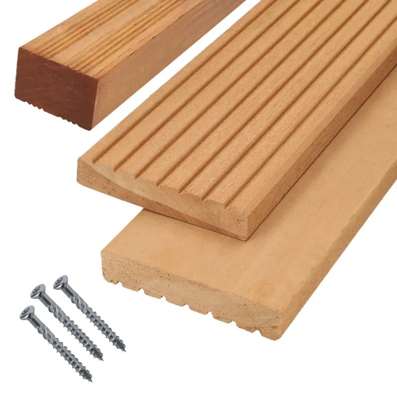 Voordeelprijs Vlonderplank totaalpakket hardhout Bankirai 2,8 x 14,5 cm (3,95 mtr) groef/vlak
