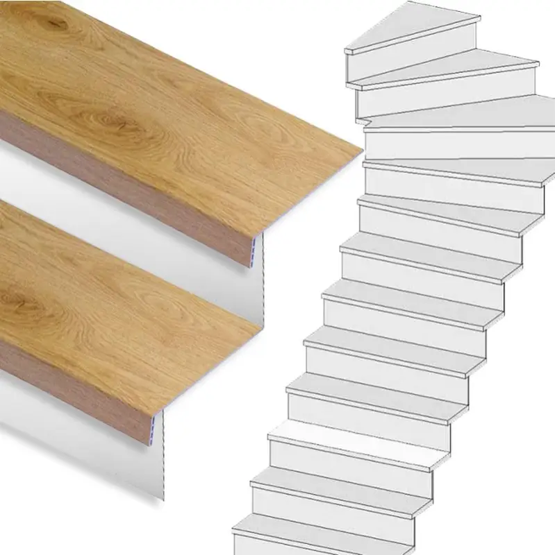 Koop Online Traprenovatie set - 1 kwart draai - 13 treden SPC toplaag Licht eiken incl. witte stootborden