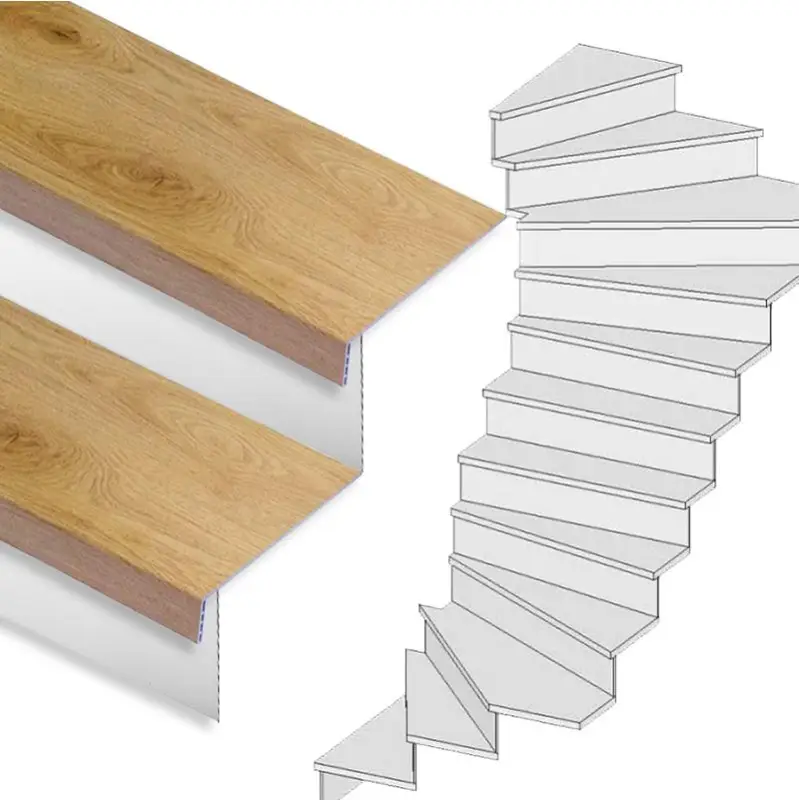 Traprenovatie set - 2 kwart draai - 12 treden SPC toplaag Licht eiken incl. witte stootborden Beste Prijs