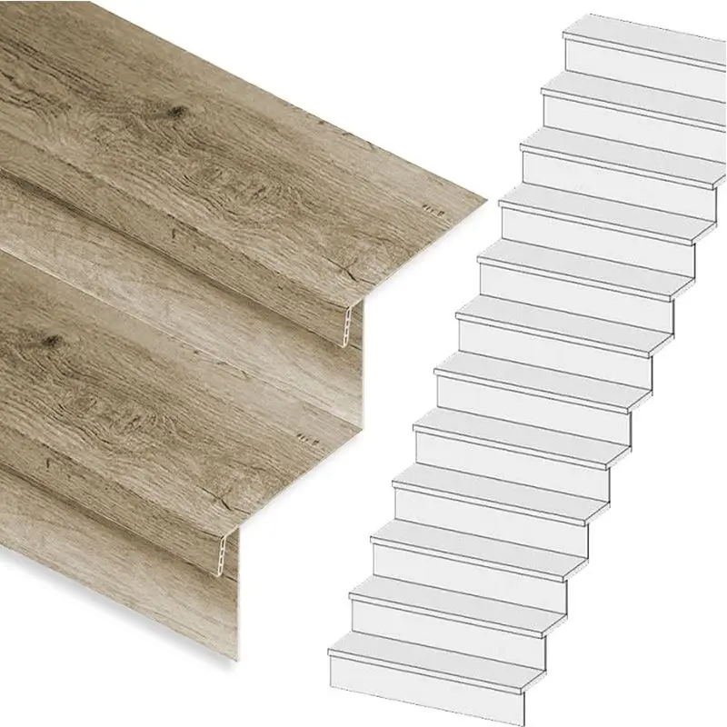 Traprenovatie set - rechte trap - 16 treden SPC toplaag Rustiek eiken incl. stootborden Direct Beschikbaar