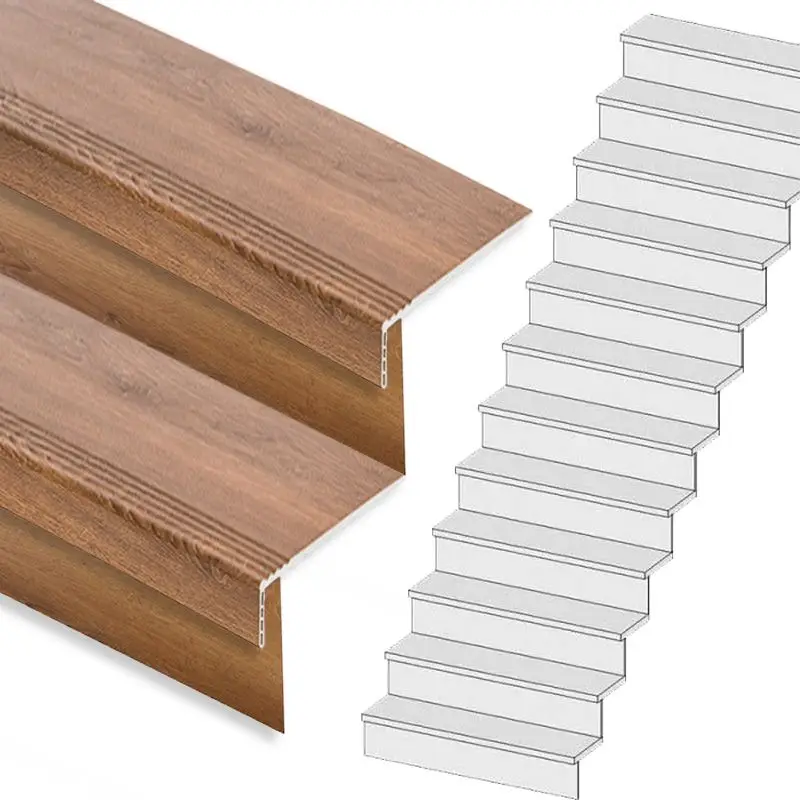 Traprenovatie set - rechte trap - 14 treden SPC toplaag Bruin eiken incl. stootborden Gratis Retour