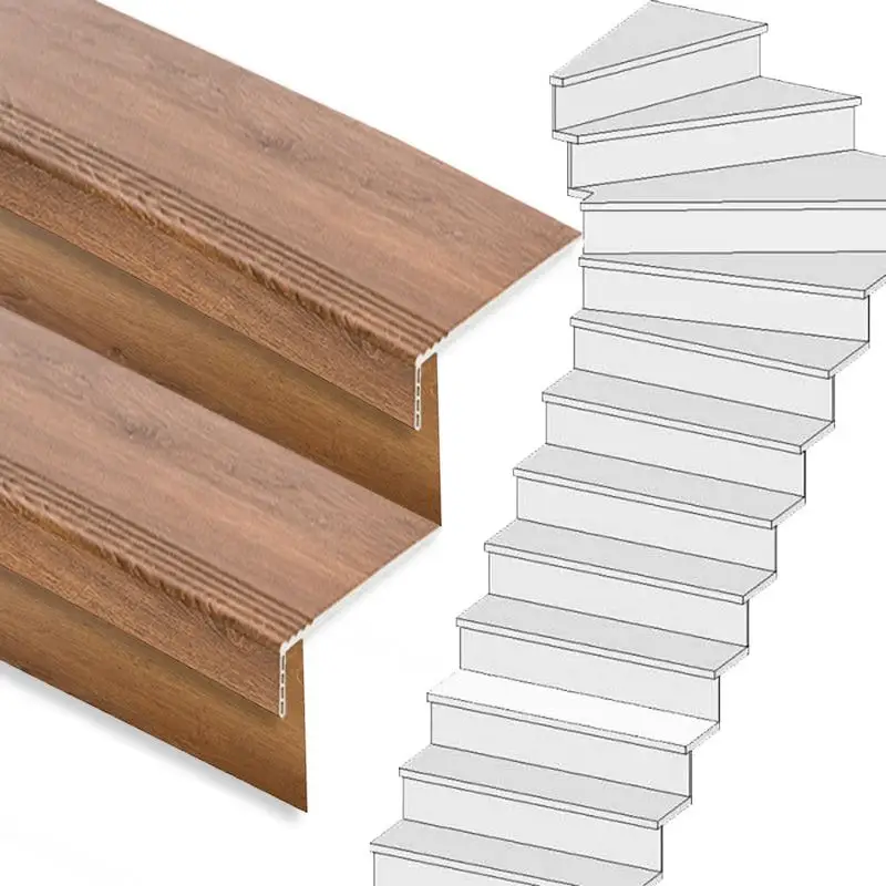 Merkproduct Traprenovatie set - 1 kwart draai - 13 treden SPC toplaag Bruin eiken incl. stootborden