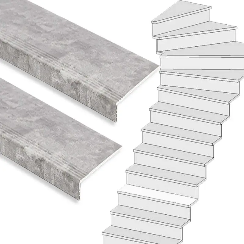 Traprenovatie set - 1 kwart draai - 16 treden SPC toplaag Beton grijs Bestseller