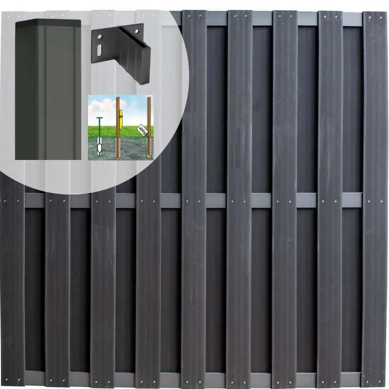 Schutting set composiet Capri antraciet met antraciet aluminium frame ( 9,41 meter) Snelle Levering