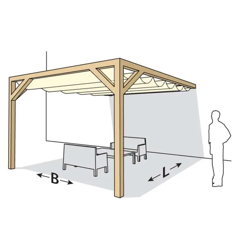 Bestel Nu Houten Pergola - Eiken 250 x 250cm aanbouw