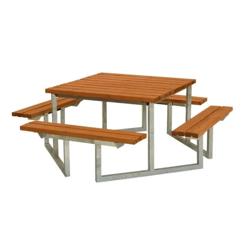 Picknicktafel vuren geimpregneerd - Twist - vierkant gegrond teak Must-Have