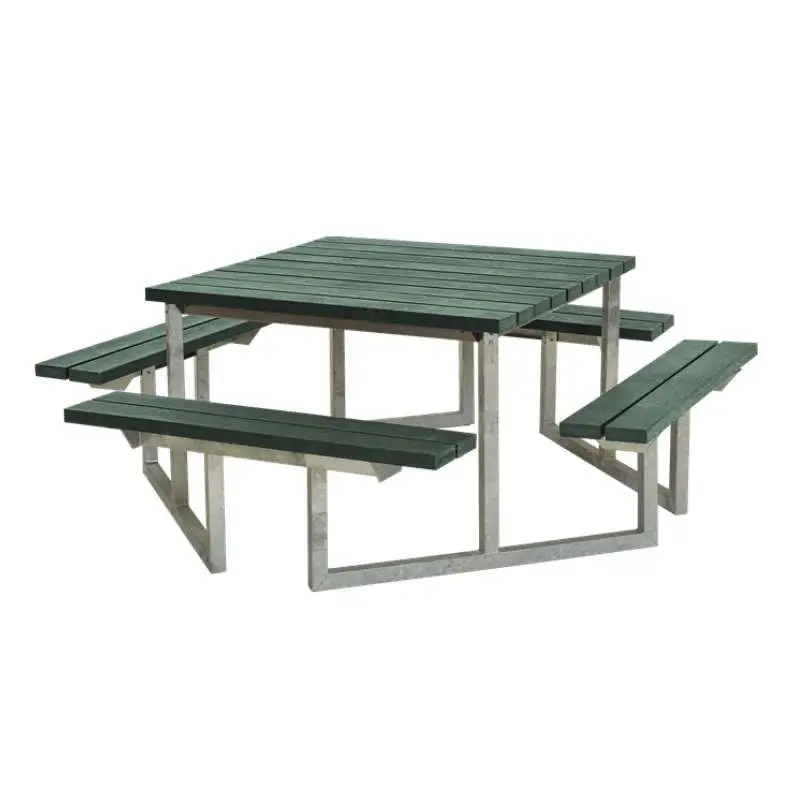 Speciale Aanbieding Picknicktafel gerecycled kunststof groen - Twist vierkant