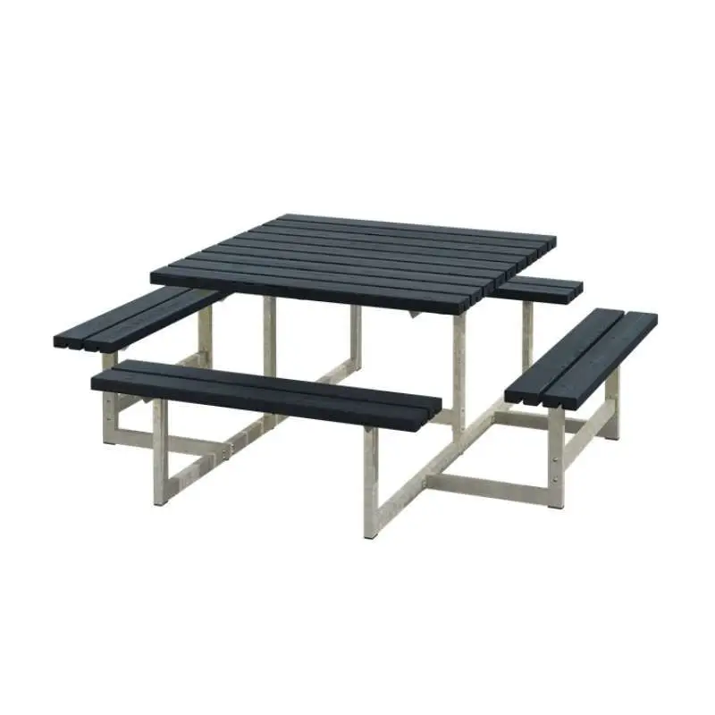 Picknicktafel vuren - Picknick vierkant gegrond zwart Express Levering