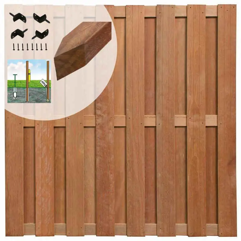 Goedkoop Smaragd Schutting set hardhout keruing Robuust recht 15L v-groef (7,63 meter)