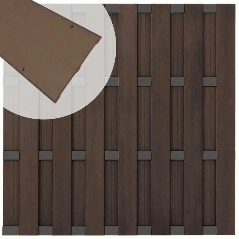 Direct Beschikbaar Zelfbouw schutting composiet Bari donkerbruin met antra alu accessoires (180 x 180 cm)