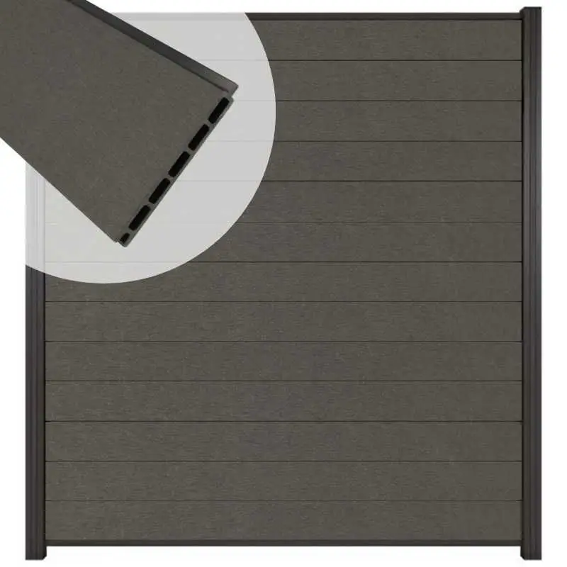 Beste Prijs Zelfbouw schutting composiet Mix & Match antraciet - antraciet alu accessoires (180 x 200 cm)