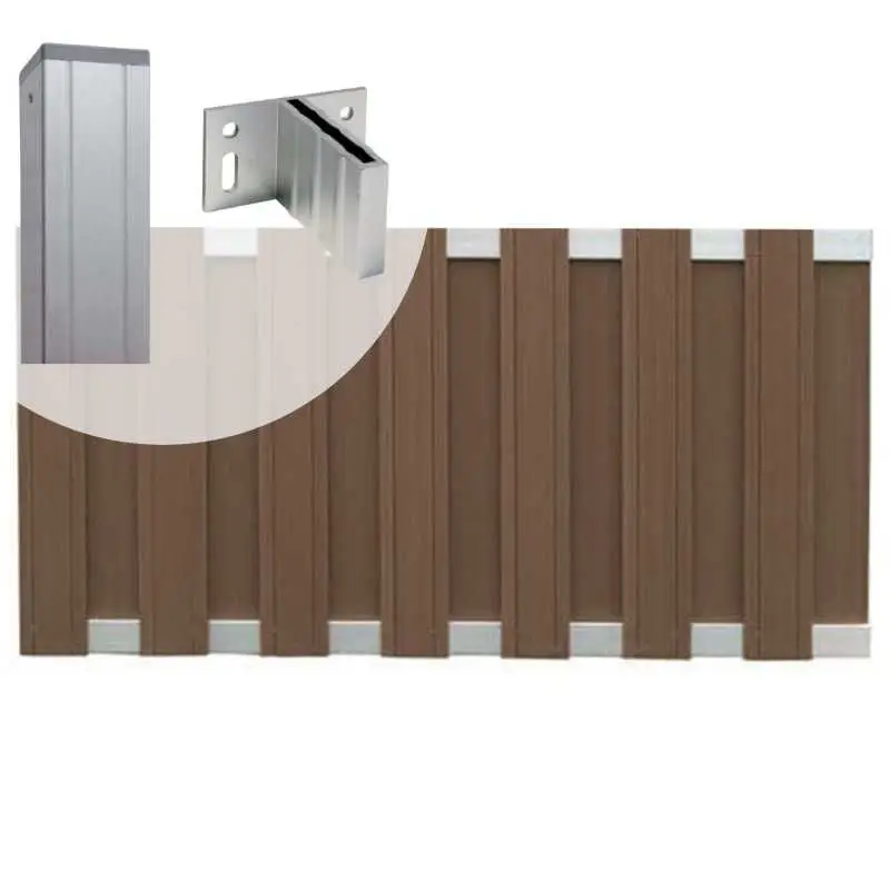 Tuinhek set composiet Stijl bruin met blank aluminium frame (5,68 mtr) Bestseller