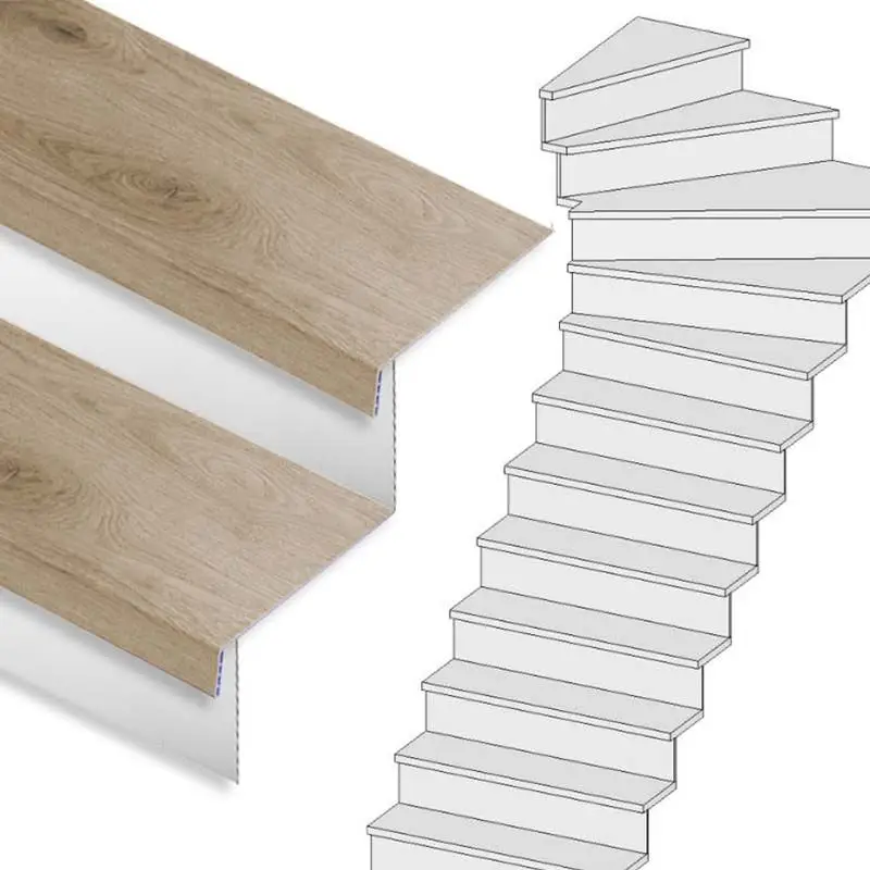 Bestseller Traprenovatie set - 1 kwart draai - 12 treden SPC toplaag Natuur Eiken incl. witte stootborden