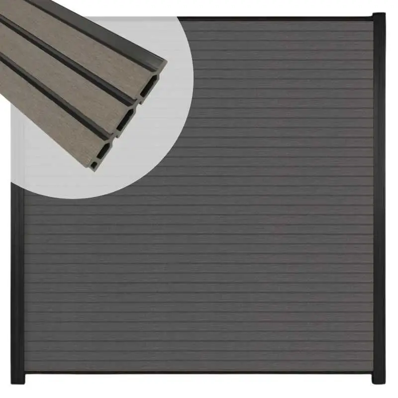 Seizoensaanbieding Zelfbouw schutting composiet Rhombus Triple rock grey - zwart alu accessoires (180 x 180 cm)
