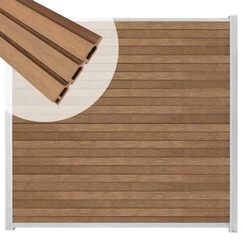 Hete Deal Zelfbouw schutting composiet Rhombus Triple bruin gevlamd - wit alu accessoires (180 x 180 cm)