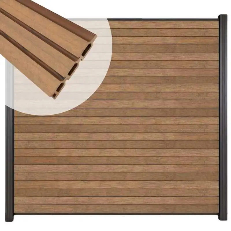 Hete Deal Zelfbouw schutting composiet Rhombus Triple bruin gevlamd - antraciet alu acc (180 x 180 cm)