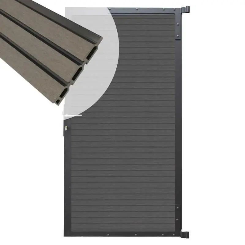 Tuindeur aluminium antraciet frame Rhombus Triple - composiet rock grey (90 x 180 cm) Fabrieksprijs