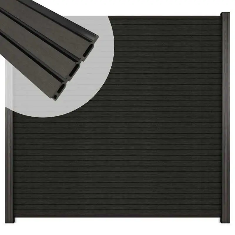 Zelfbouw schutting composiet Rhombus Triple antraciet - antraciet alu accessoires (180 x 180 cm) Hoge Kwaliteit