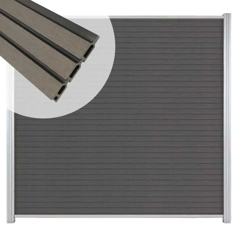 Zelfbouw schutting composiet Rhombus Triple rock grey - blank alu accessoires (180 x 180 cm) Gereduceerde Prijs