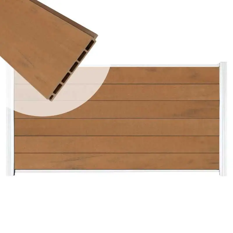 Korting Zelfbouw schutting composiet Mix & Match bruinvlam - wit alu accessoires (180 x 90 cm)