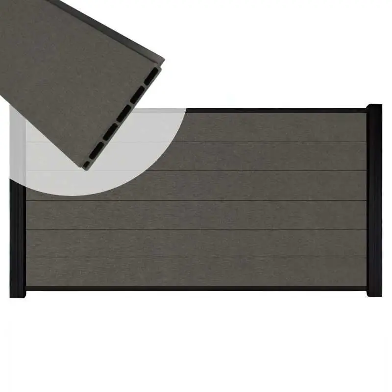 Korting Zelfbouw schutting composiet Mix & Match antraciet - zwart alu accessoires (180 x 90 cm)