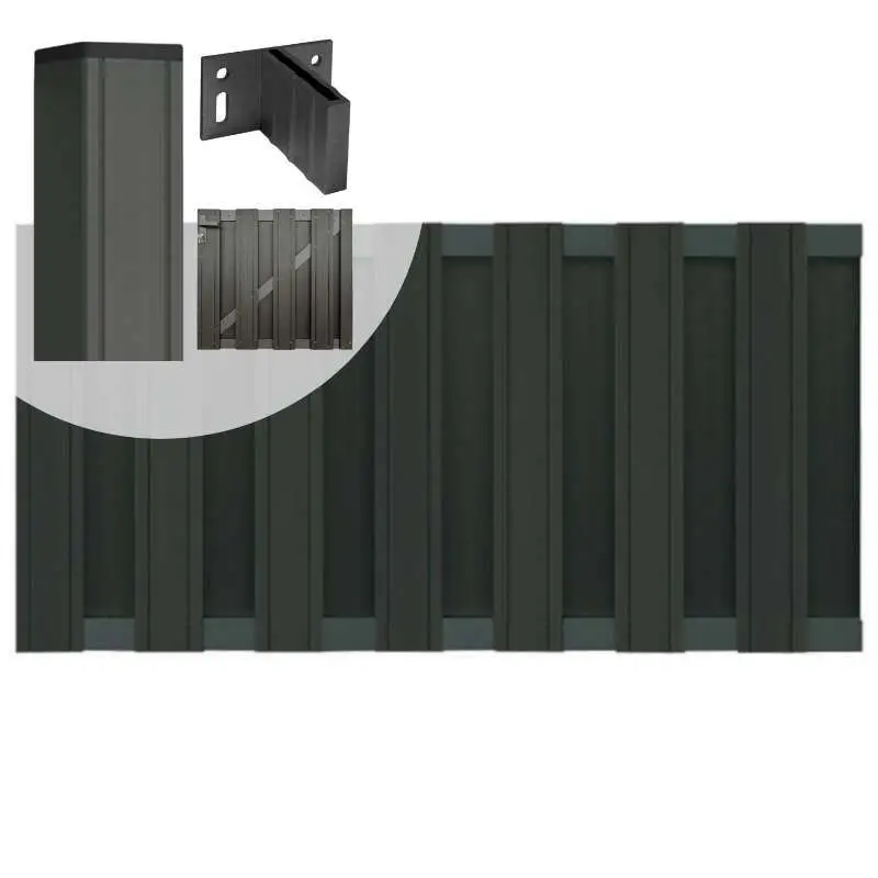 Beperkt Aanbod Tuinhek met poort set composiet Stijl antraciet met antraciet aluminium frame (4,88 mtr)