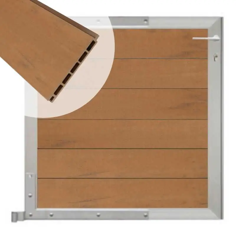 Hete Deal Tuinpoort aluminium blank frame Mix & Match - composiet bruin gevlamd (90 x 90 cm)