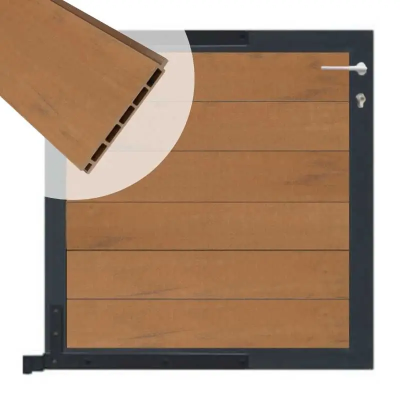 Exclusieve Aanbieding Tuinpoort aluminium antraciet frame Mix & Match - composiet bruin gevlamd (90 x 90 cm)