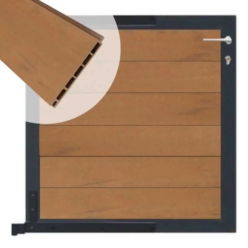 Tijdelijk Beschikbaar Tuinpoort aluminium zwart frame Mix & Match - composiet bruin gevlamd (90 x 90 cm)