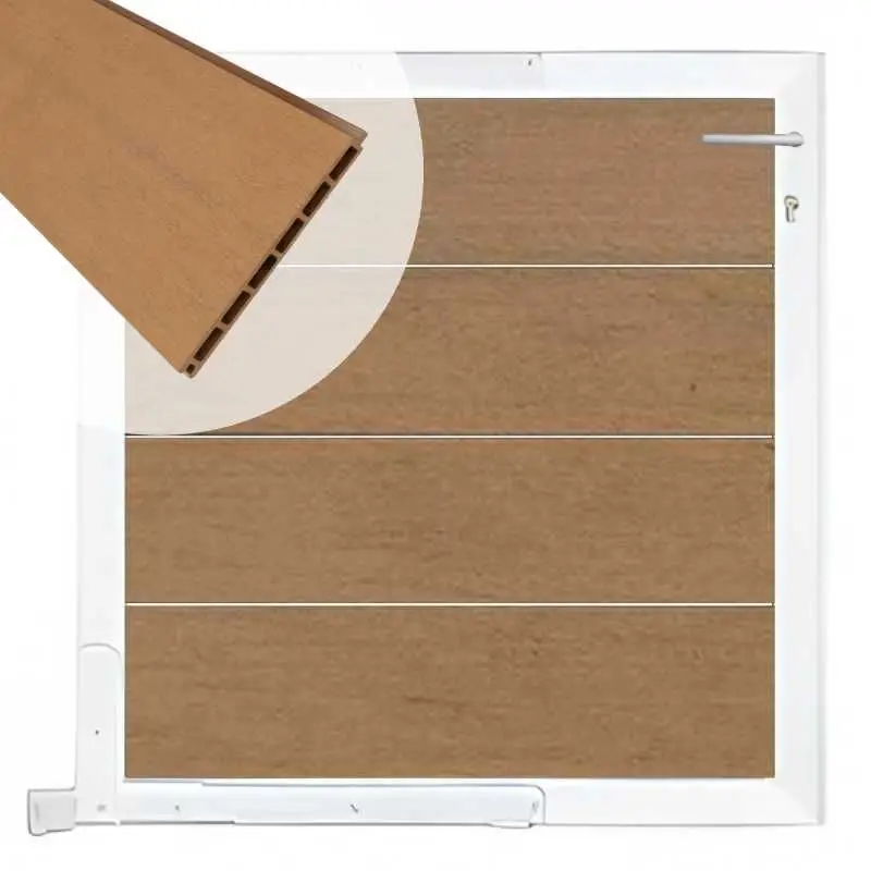 Lage Prijs Tuinpoort aluminium wit frame Modular - composiet bruin gevlamd (90 x 90 cm)