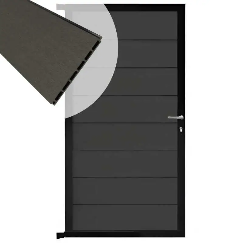 Koopje Tuindeur aluminium zwart frame Modular - composiet antraciet (90 x 180 cm)