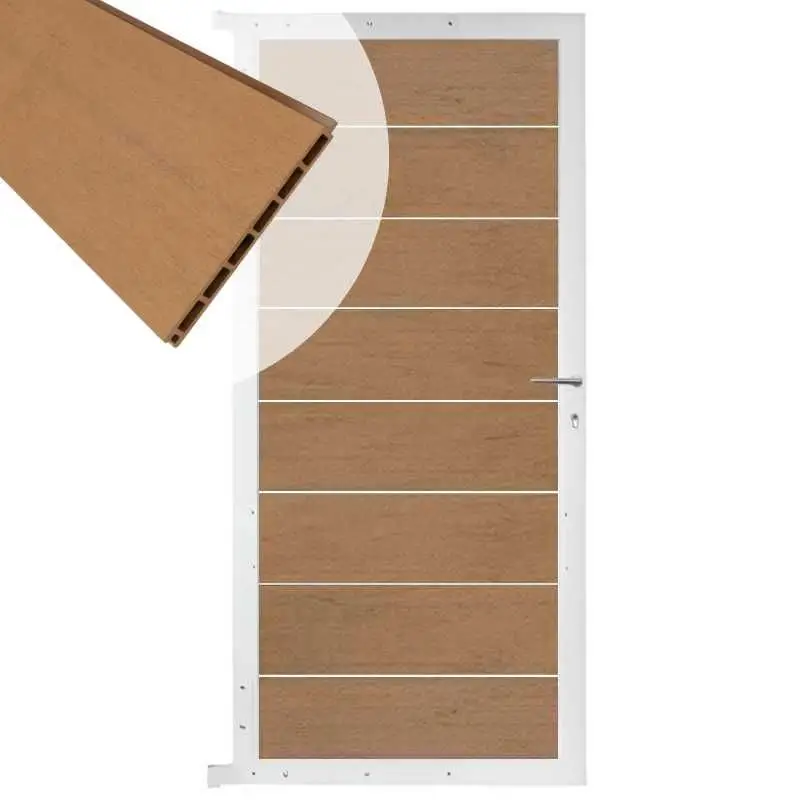 Tuindeur aluminium wit frame Modular - composiet bruin gevlamd (90 x 180 cm) Betrouwbaar