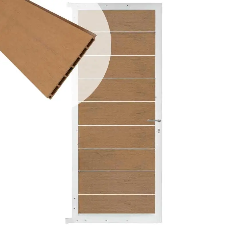 Tuindeur aluminium wit frame Modular - composiet bruin gevlamd (90 x 200 cm) Hoge Kwaliteit