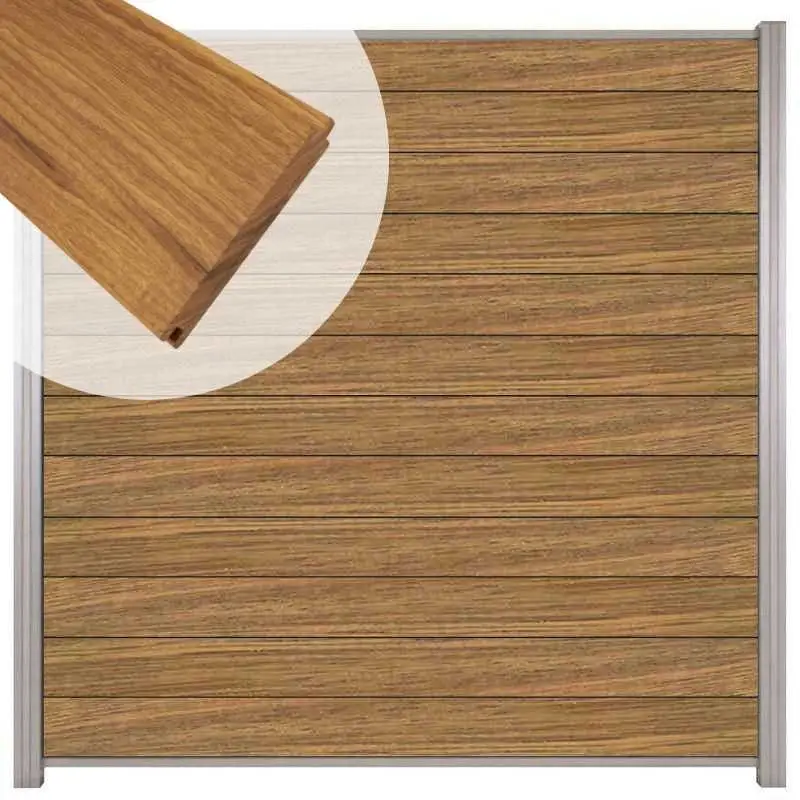 Premium Zelfbouw schutting hardhout Mix & Match Thermo Fraké - blank alu accessoires (180 x 180 cm)