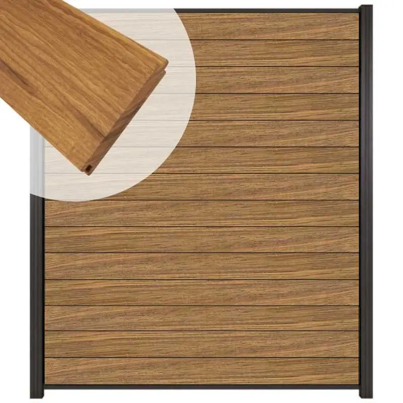 Zelfbouw schutting hardhout Mix & Match Thermo Fraké - antraciet alu accessoires (180 x 200 cm) Direct Verzonden