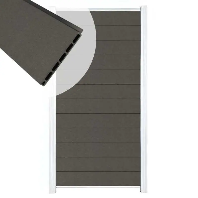 Flitsaanbieding Zelfbouw schutting composiet Mix & Match antraciet - wit alu accessoires (90 x 180 cm)