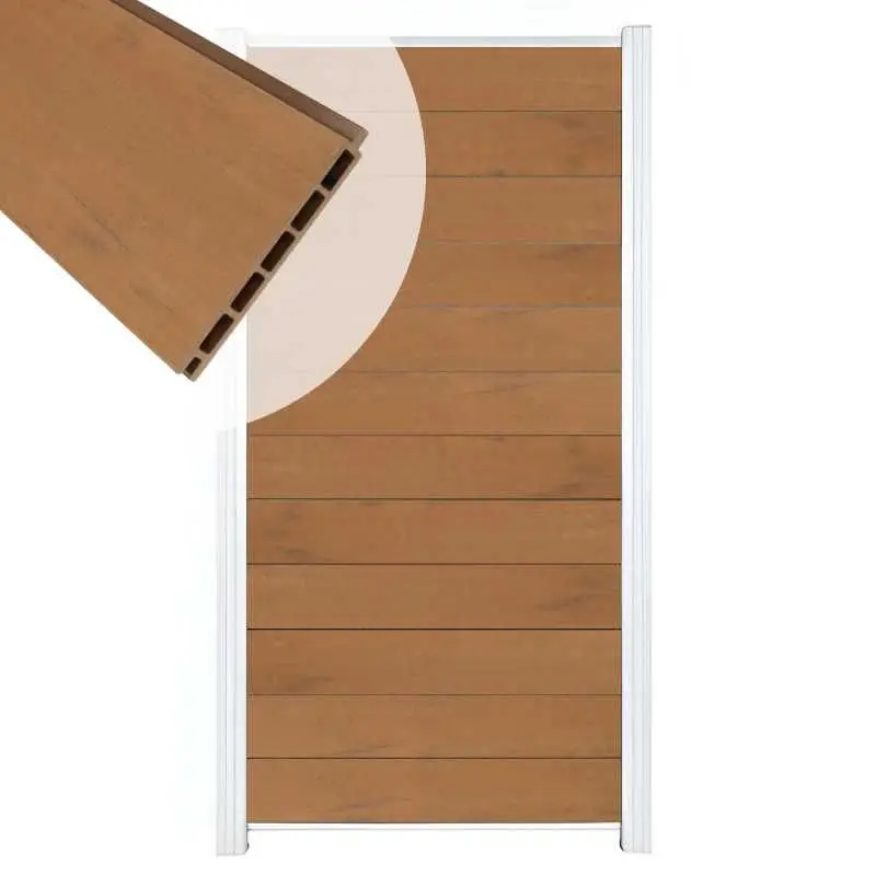 Premium Zelfbouw schutting composiet Mix & Match bruinvlam - wit accessoires (90 x 180 cm)