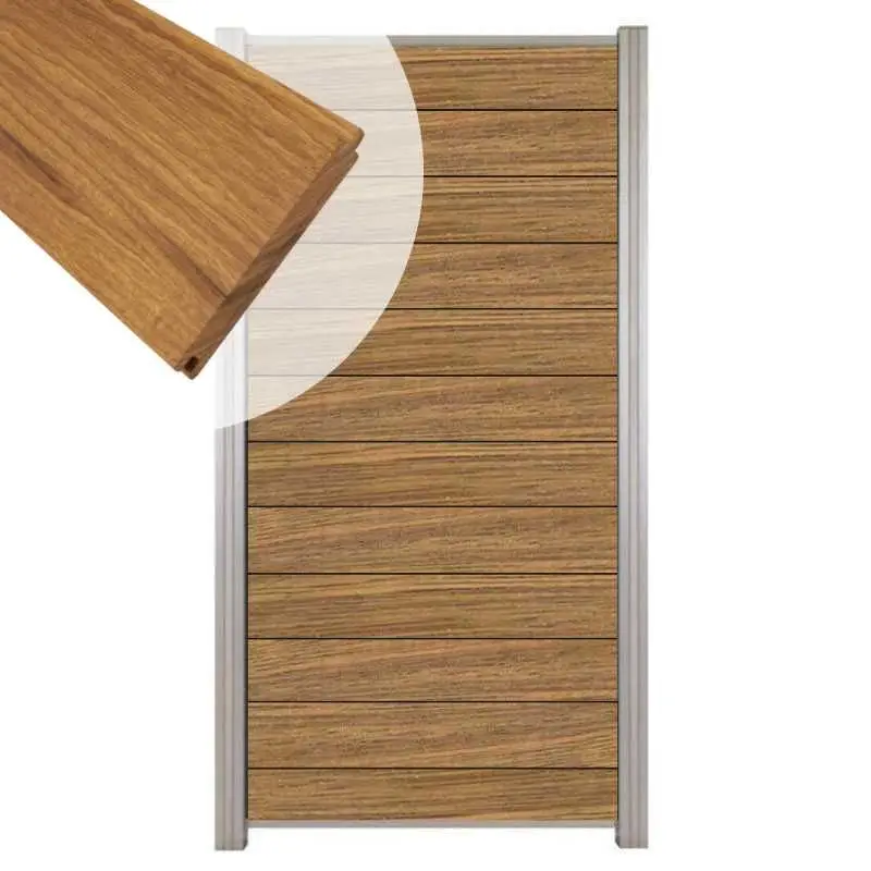 Uitverkoop Zelfbouw schutting hardhout Mix & Match Thermo Fraké - blank alu accessoires (90 x 180 cm)