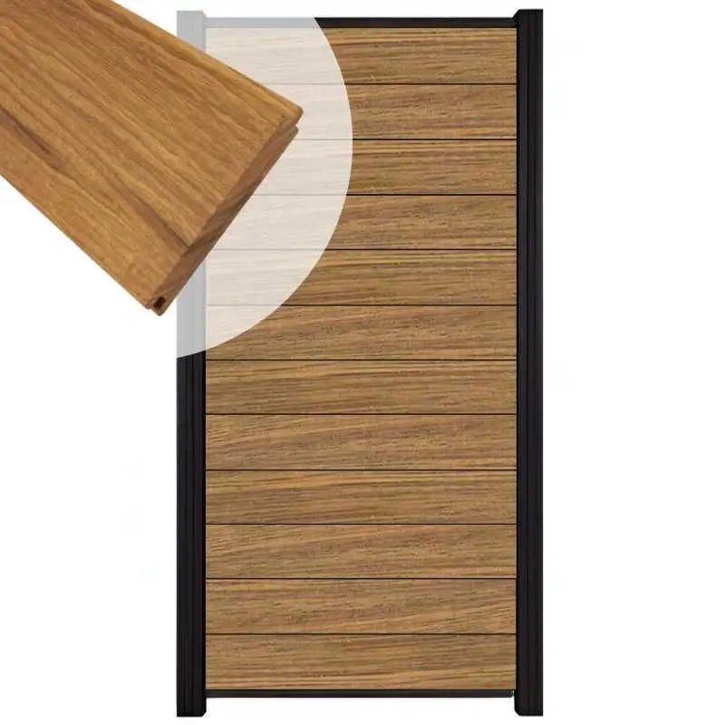 Zelfbouw schutting hardhout Mix & Match Thermo Fraké - zwart alu accessoires (90 x 180 cm) Bestseller