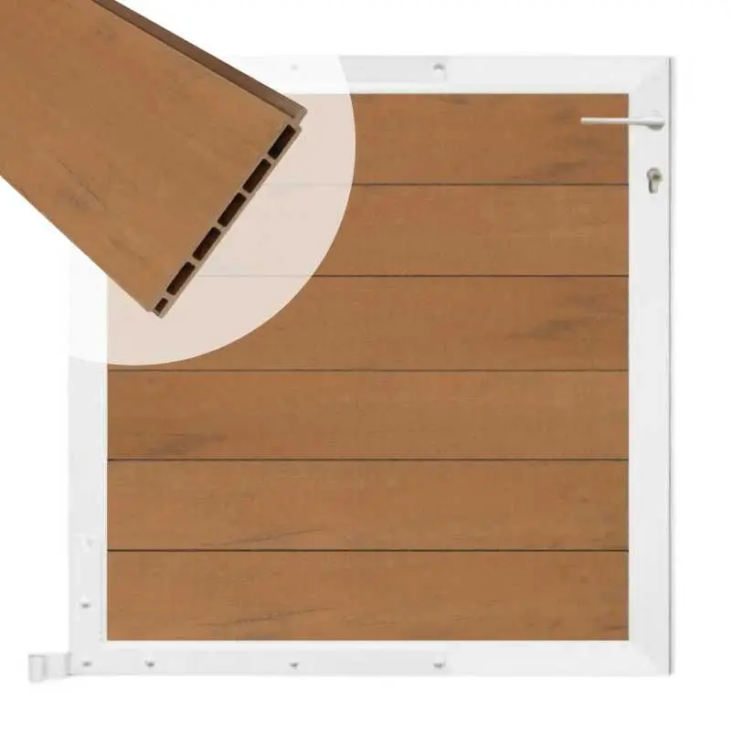 Tuinpoort aluminium wit frame Mix & Match - composiet bruin gevlamd (90 x 90 cm) Beste Prijs