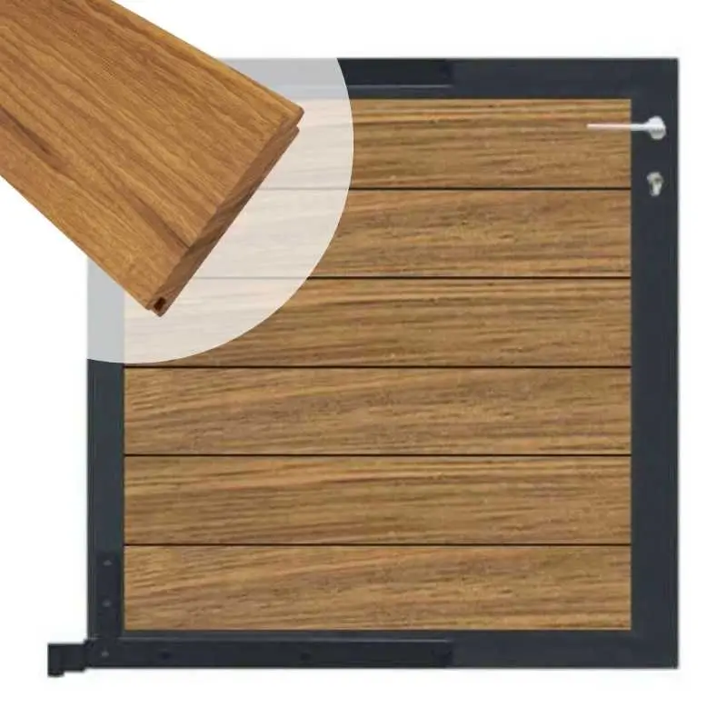 Tuinpoort aluminium antraciet frame Mix & Match - hardhout Thermo Fraké (90 x 90 cm) Gratis Retour