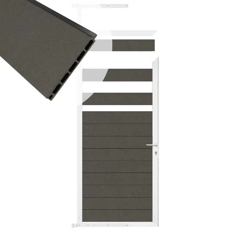 Tuindeur aluminium wit frame Mix & Match - composiet antraciet (90 x 180 cm) Hoge Kwaliteit