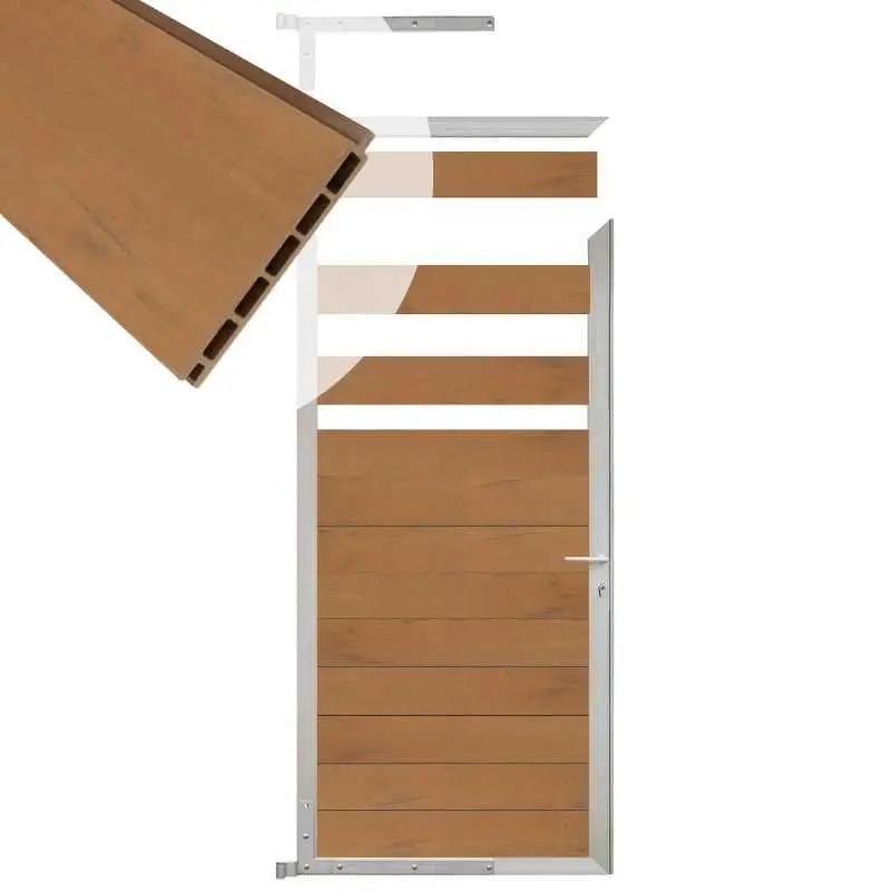 Tuindeur aluminium blank frame Mix & Match - composiet bruin gevlamd (90 x 180 cm) Uitverkoop