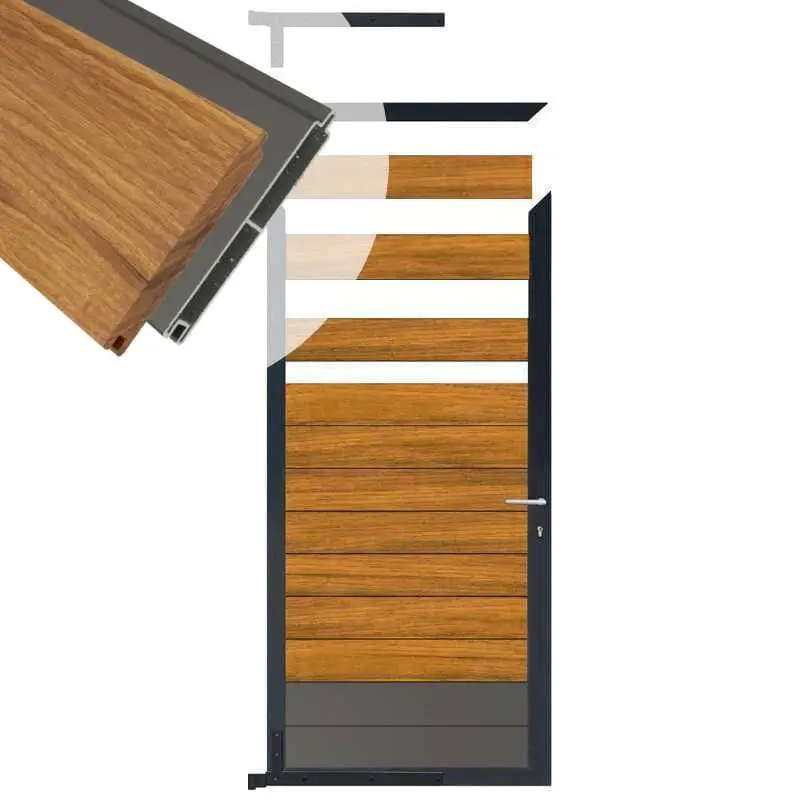 Uitverkoop Tuindeur aluminium antraciet frame Mix & Match - hardhout Thermo Fraké / alu antraciet (90 x 180 cm)