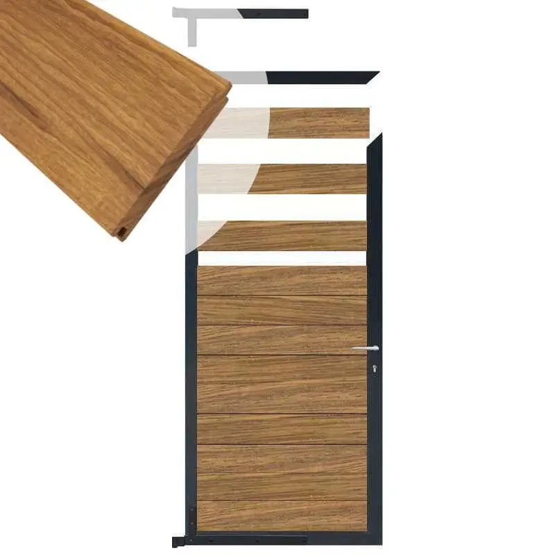 Tuindeur aluminium antraciet frame Mix & Match - hardhout Thermo Fraké (90 x 180 cm) Direct Verzonden